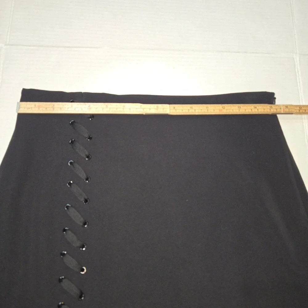 Worthington Black Pencil Skirt Lace Up Side Slit Midi‎ Size 8 Business Casual